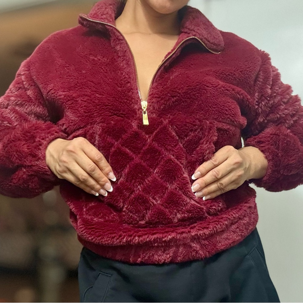 NOBO Women's Deep Red Teddy Jacket